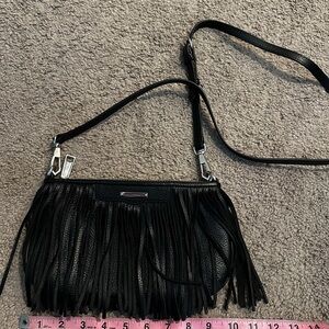 Rebecca Minkoff Finn Fringe Leather Crossbody Black